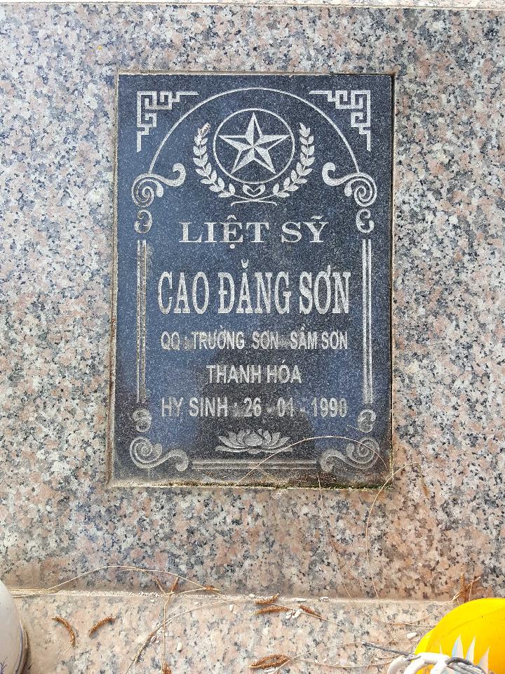 Ảnh mộ liệt sĩ CAO ĐĂNG SƠN
