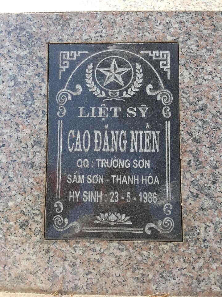 Ảnh mộ liệt sĩ CAO ĐĂNG NIÊN