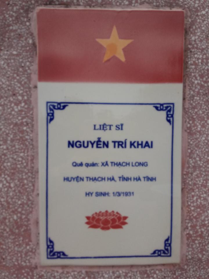 Ảnh mộ liệt sĩ NGUYỄN TRÍ KHAI