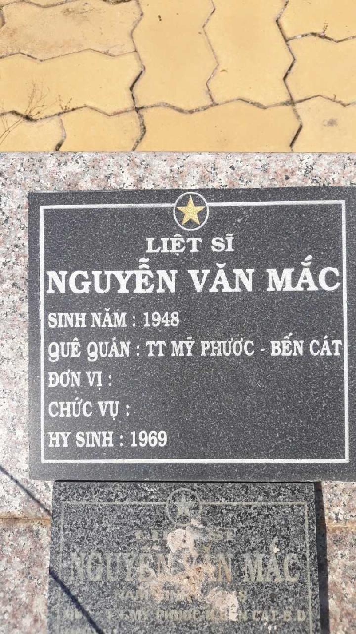 Ảnh mộ liệt sĩ NGUYỄN VĂN MÁC