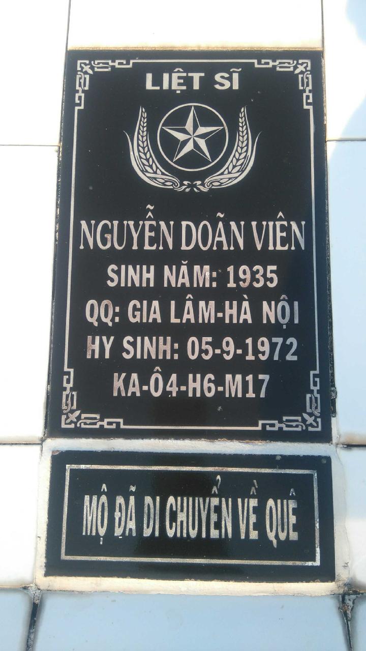 Ảnh mộ liệt sĩ Nguyễn Doãn Viên
