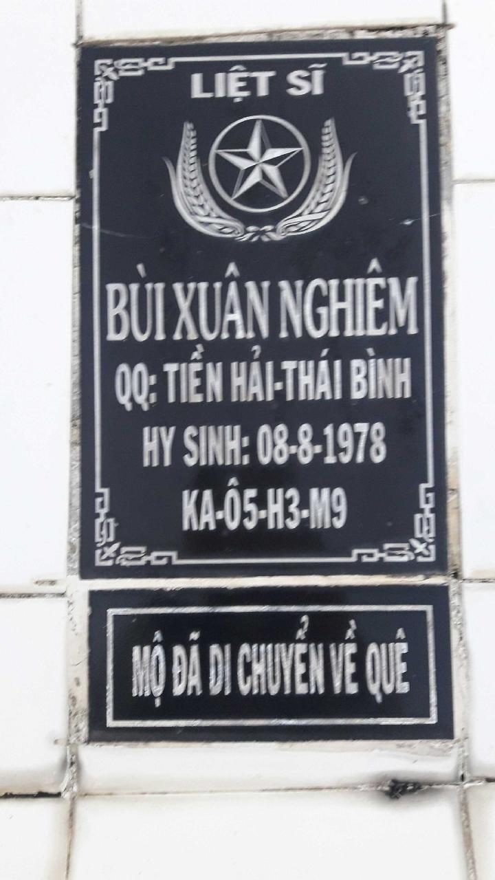 Ảnh mộ liệt sĩ Bùi Xuân Nghiệm
