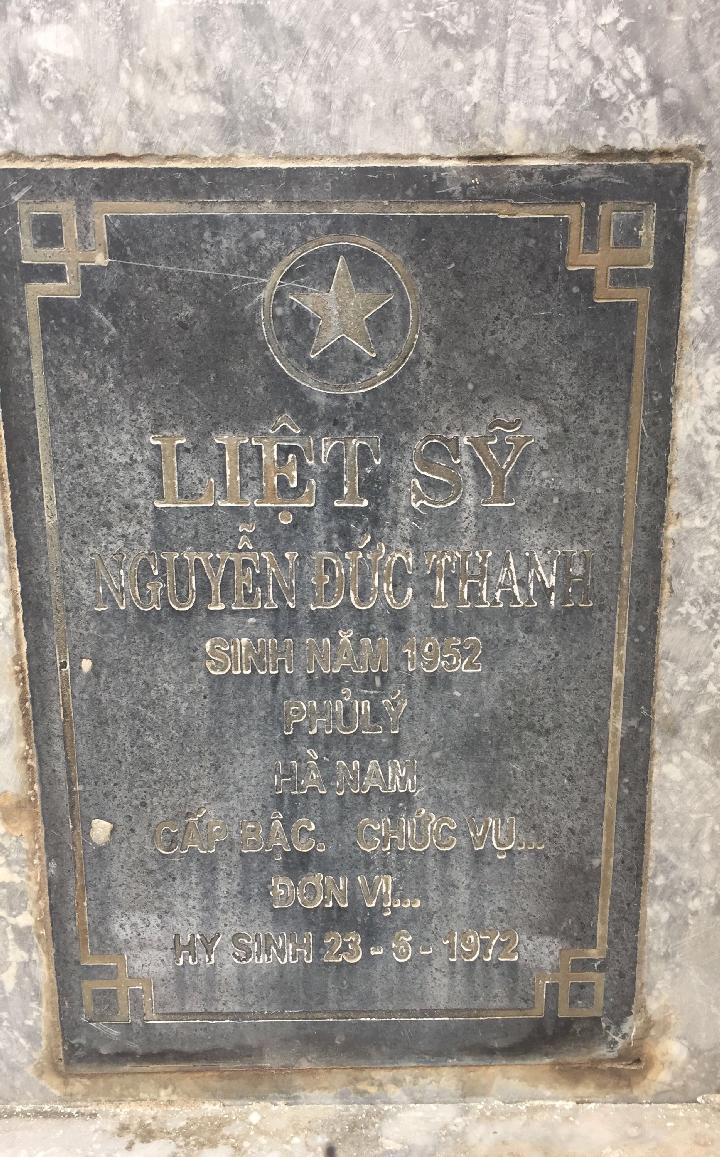 Ảnh mộ liệt sĩ NGUYỄN ĐỨC THANH
