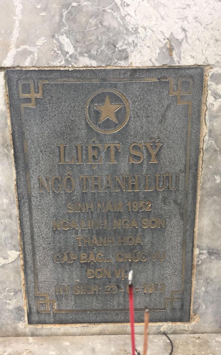 Ảnh mộ liệt sĩ NGÔ THANH LƯU