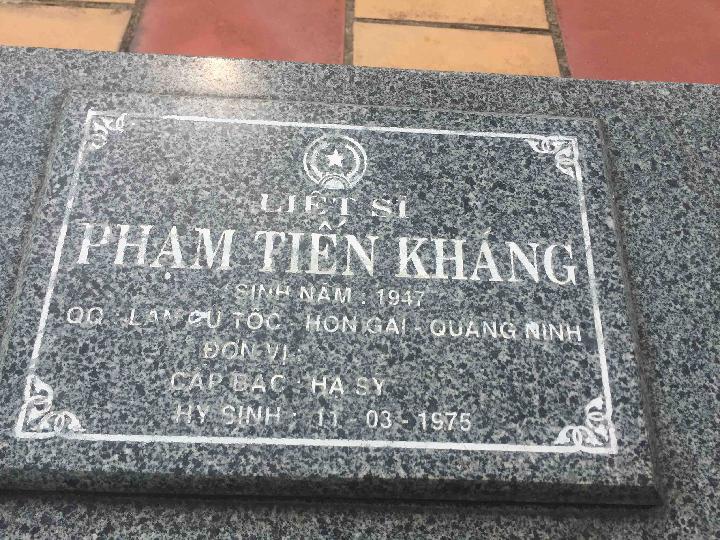 Ảnh mộ liệt sĩ PHẠM TIẾN KHÁNG