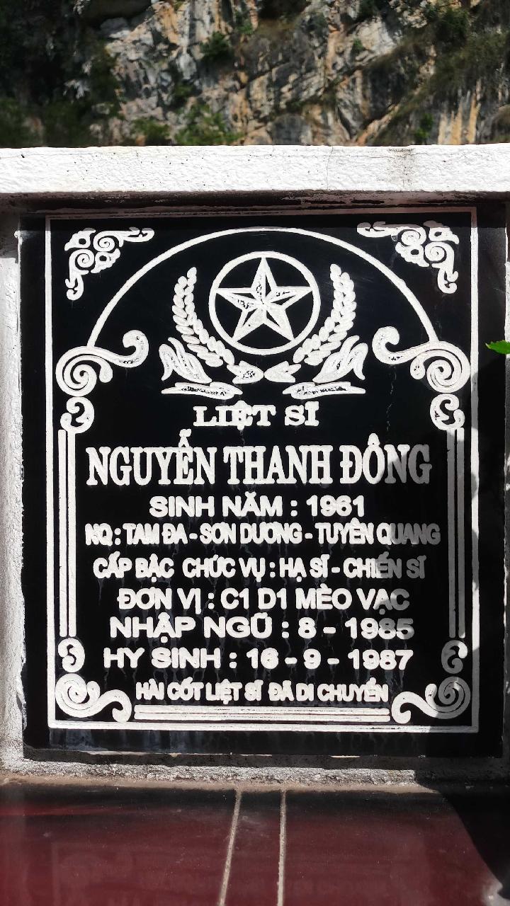 Ảnh mộ liệt sĩ Nguyễn Thanh Đông