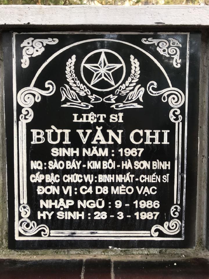 Ảnh mộ liệt sĩ Bùi Văn Chi