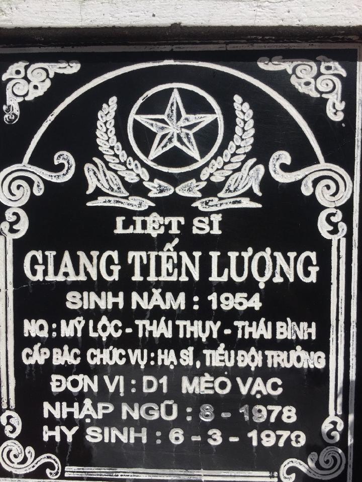 Ảnh mộ liệt sĩ Giang Tiến Lượng