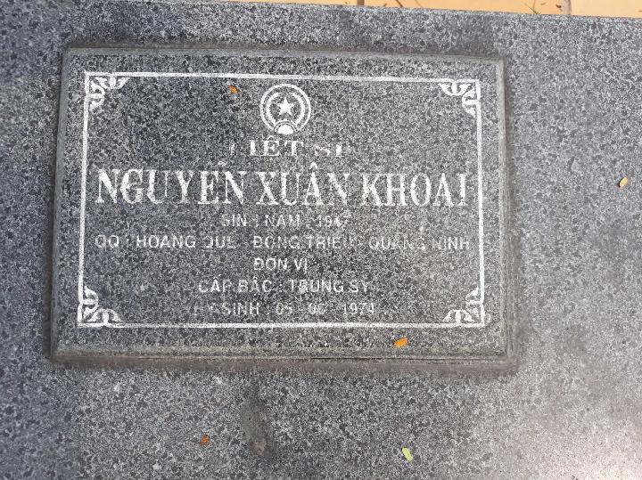 Ảnh mộ liệt sĩ NGUYỄN XUÂN KHOÁI