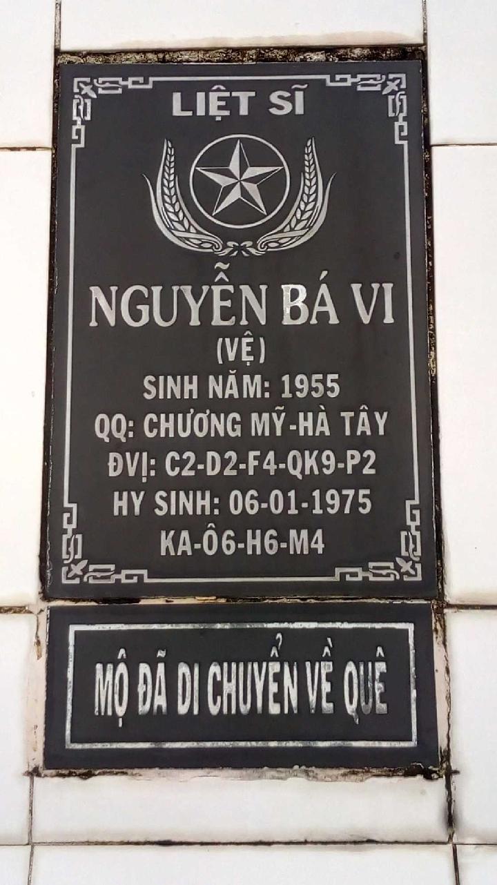 Ảnh mộ liệt sĩ Nguyễn Bá Vi