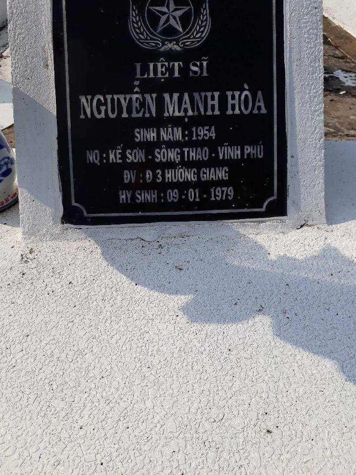 Ảnh mộ liệt sĩ Nguyễn Mạnh Hòa