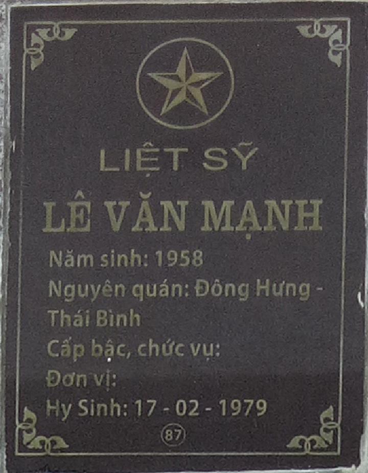 Ảnh mộ liệt sĩ Lê Văn Mạnh