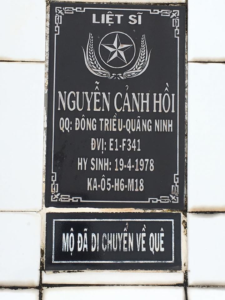 Ảnh mộ liệt sĩ Nguyễn Cảnh Hồi