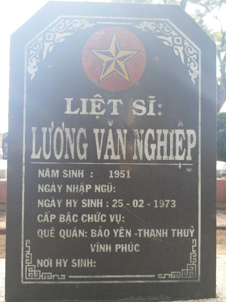 Ảnh mộ liệt sĩ Lương Văn Nghiệp