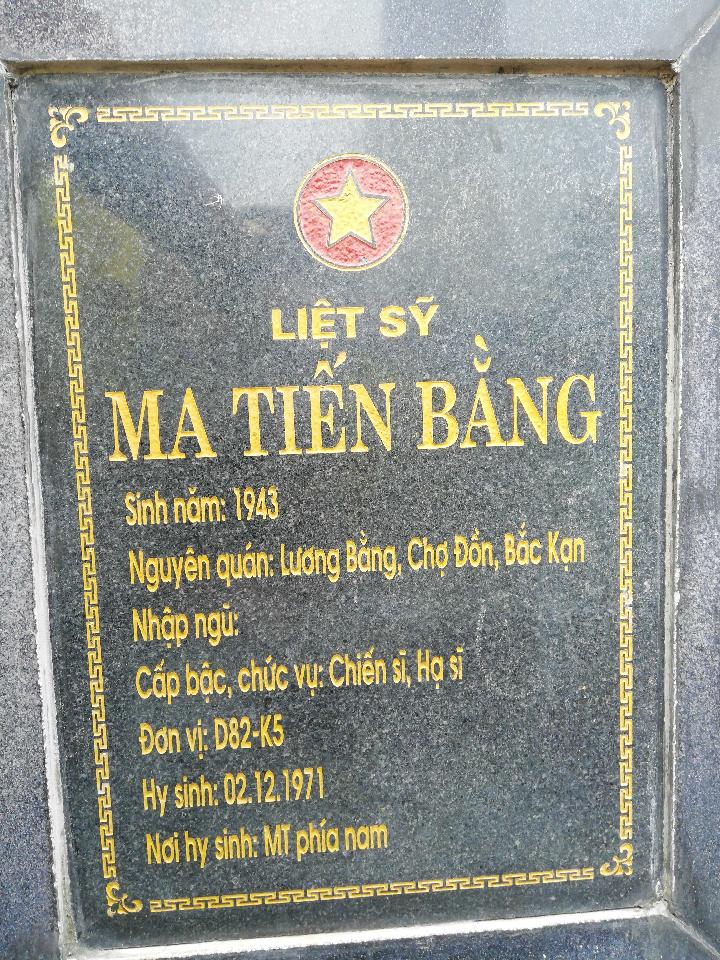 Ảnh mộ liệt sĩ Ma Tiến Bằng