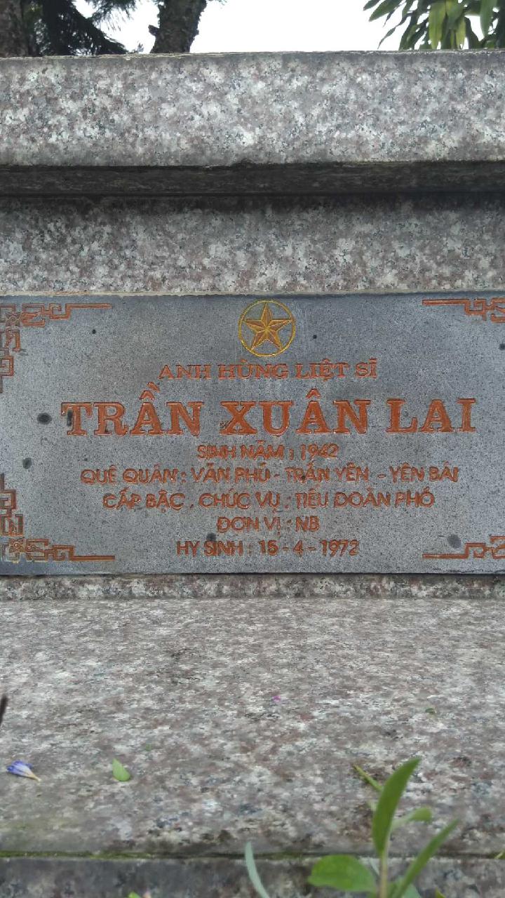 Ảnh mộ liệt sĩ Trần Xuân Lai
