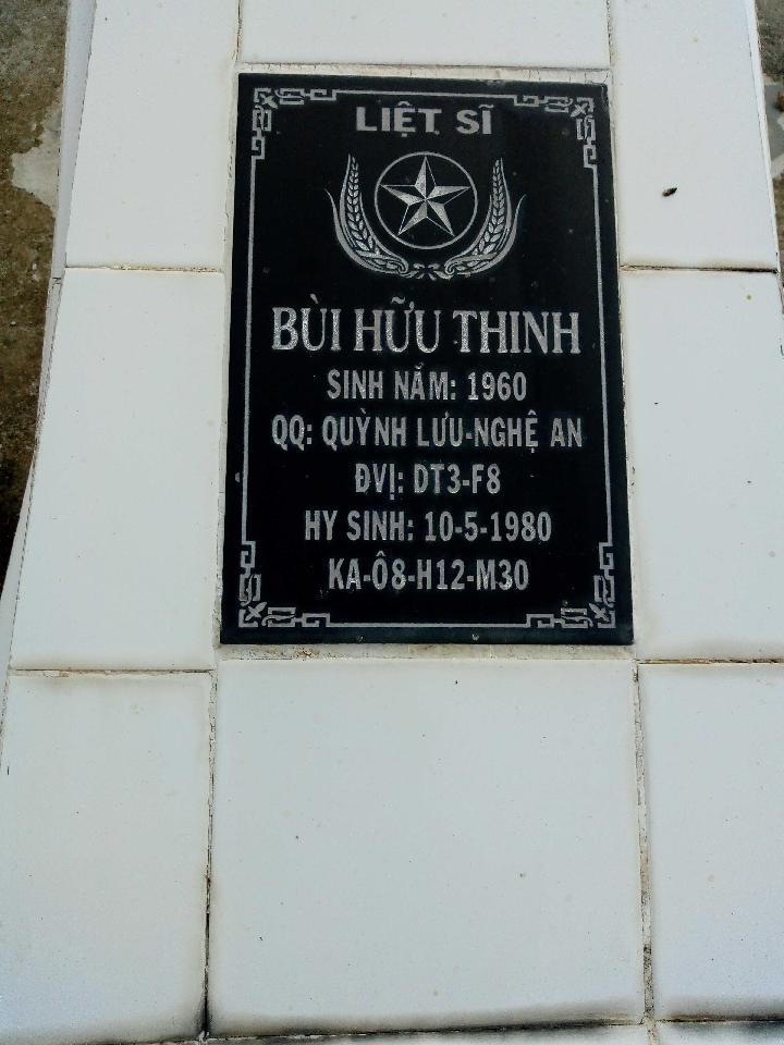 Ảnh mộ liệt sĩ Bùi Hữu Thinh
