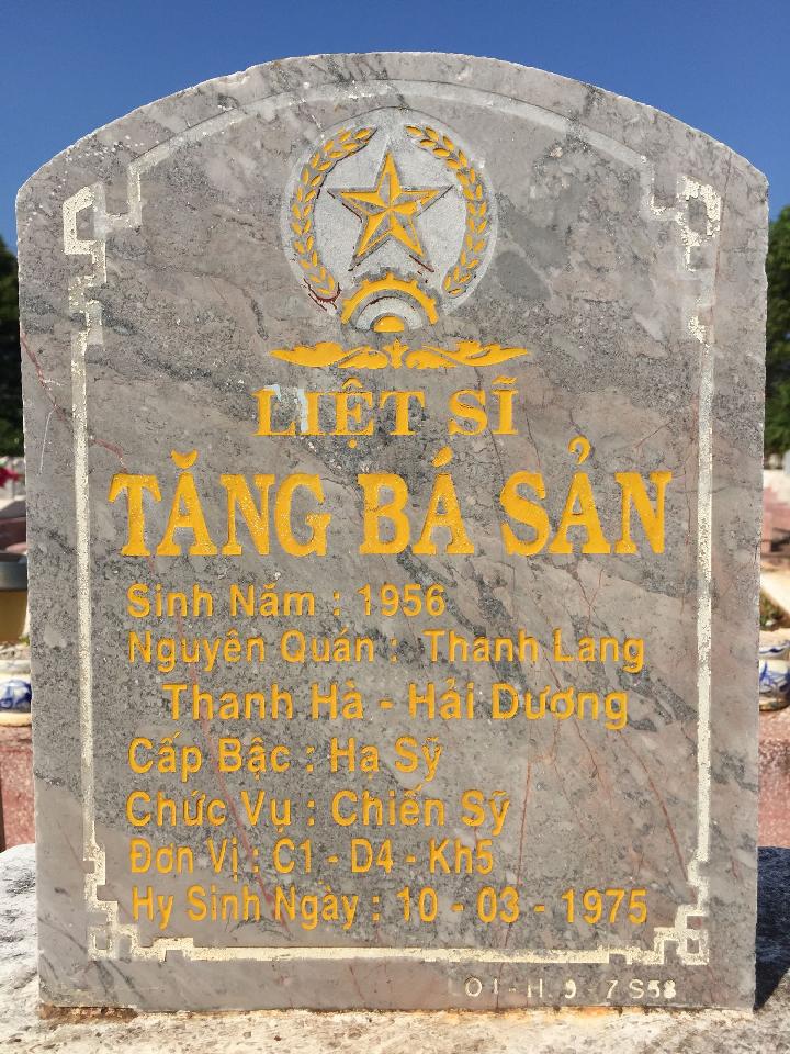 Ảnh mộ liệt sĩ Tăng Bá Sản