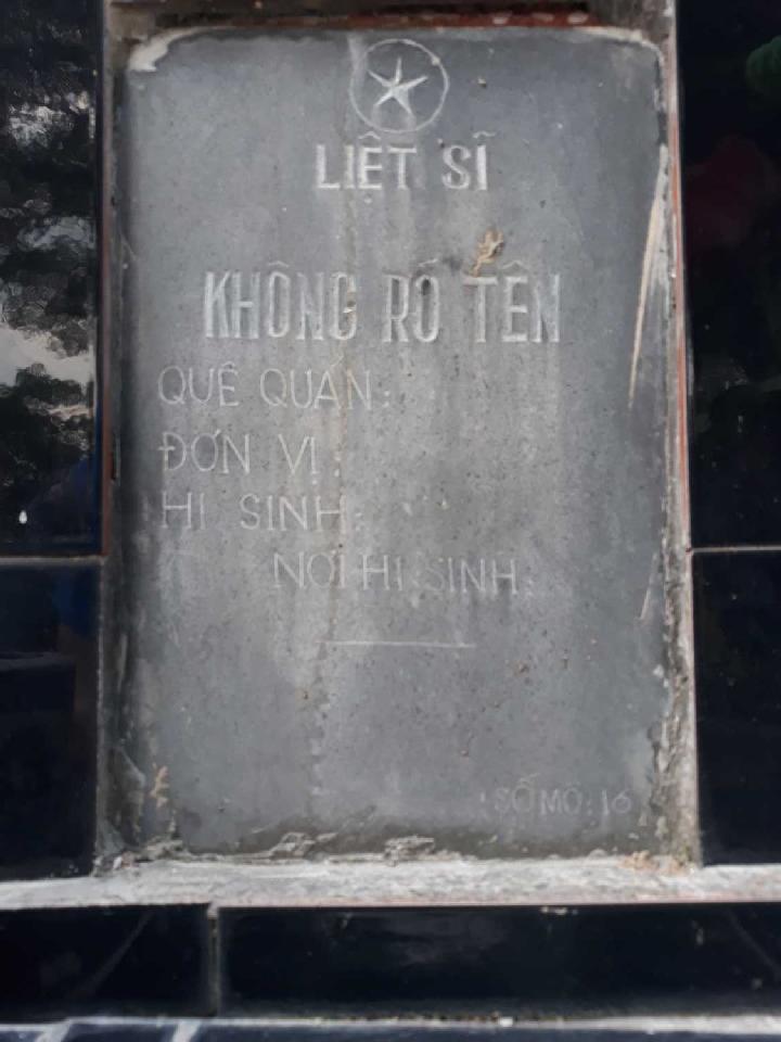 Ảnh mộ liệt sĩ Liệt sĩ chưa biết tên