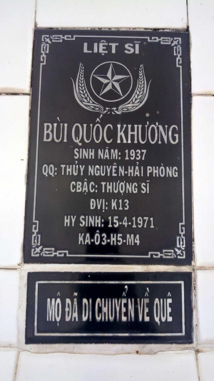 Ảnh mộ liệt sĩ Bùi Quốc Khương