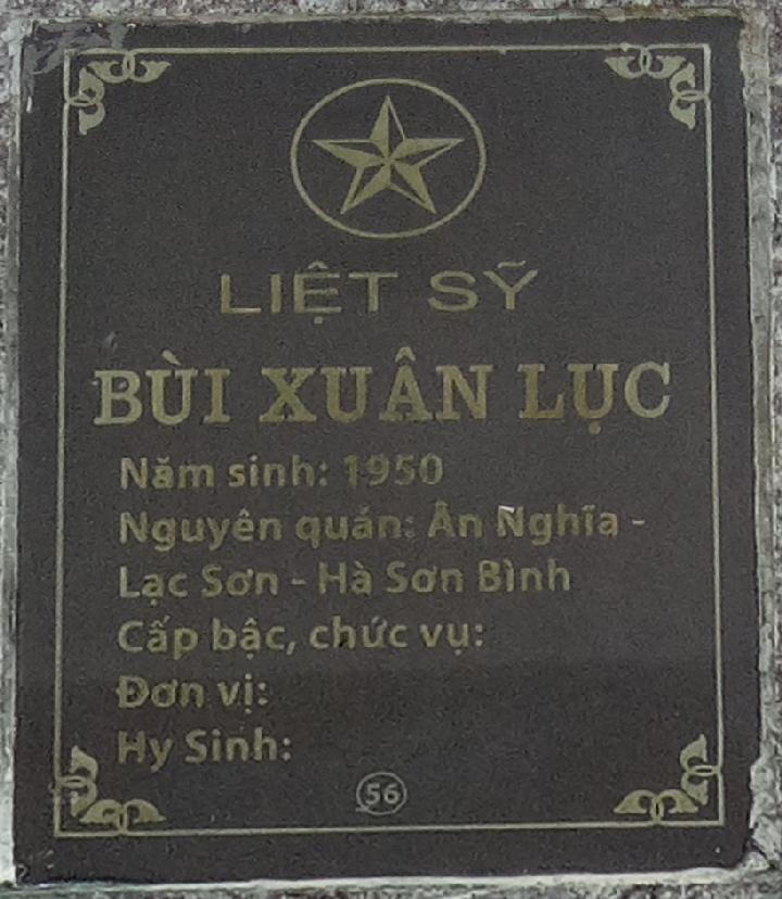 Ảnh mộ liệt sĩ Bùi Xuân Lục