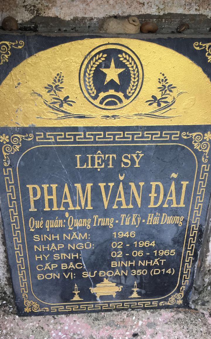 Ảnh mộ liệt sĩ PHẠM VĂN ĐÃI