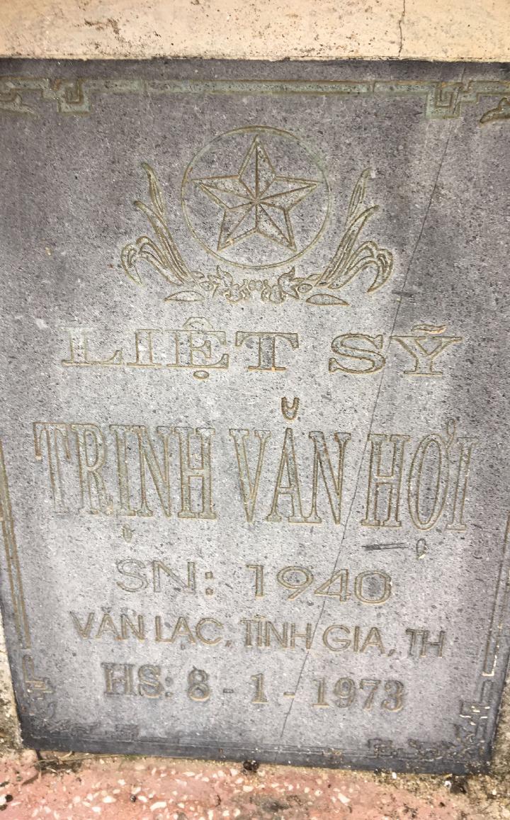 Ảnh mộ liệt sĩ TRỊNH VĂN HỢI