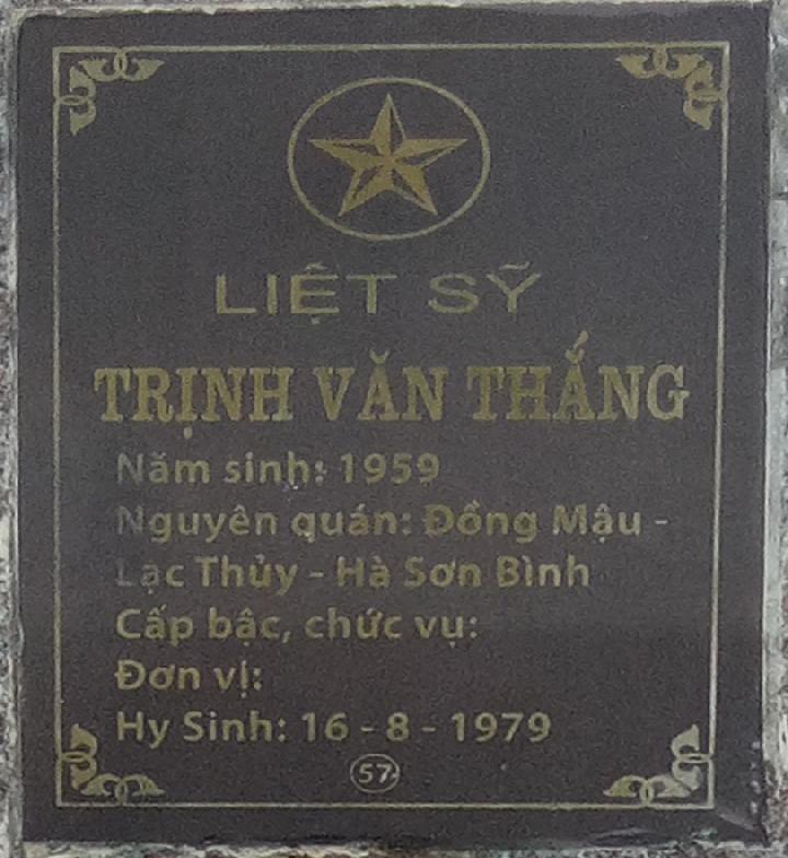 Ảnh mộ liệt sĩ Trịnh Văn Thắng