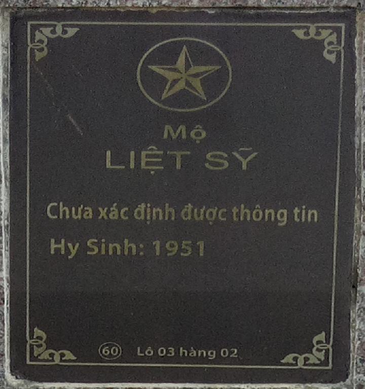Ảnh mộ liệt sĩ Liệt sĩ chưa biết tên