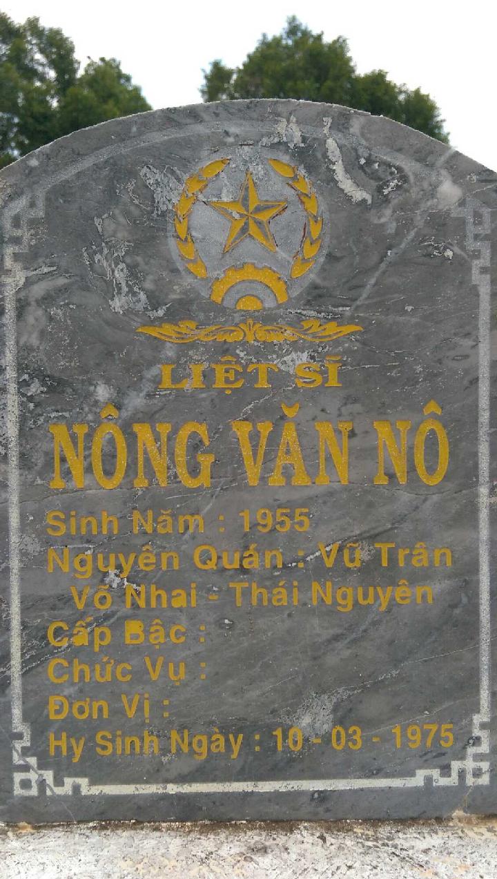 Ảnh mộ liệt sĩ Nông Văn Nô