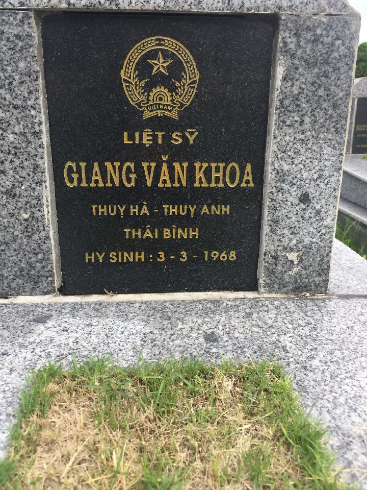 Ảnh mộ liệt sĩ GIANG VĂN KHOA
