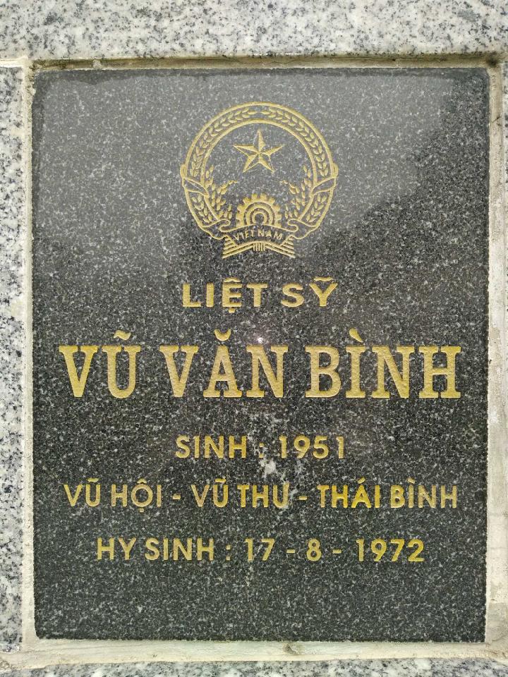 Ảnh mộ liệt sĩ VŨ VĂN BÌNH